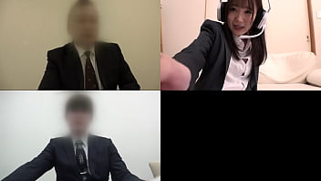 上司とのリモート会議中に彼氏がイタズラ！！？「バレたらヤバい&hellip_！！」緊張と興奮でマ○コはビショビショ！表情を変えず、声も出さずにこっそりSEX！Part3