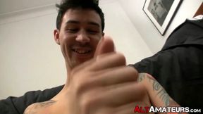 Amateur stud Andrew is a pro in giving nasty solo performance