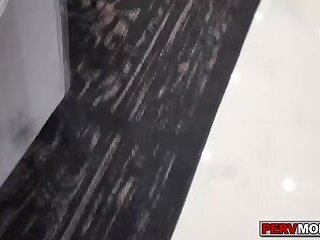 Jeny B caught by her stepson masturbating with a huge dildo