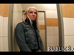 Hot amateur blonde public toilet fuck and cumshot