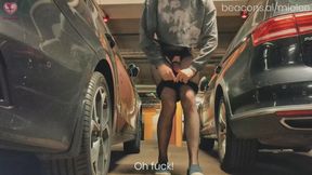 Risky flashing and cumshot in an underground parking lot