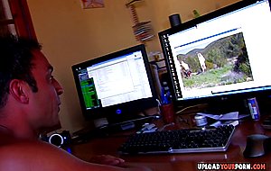 Desirable babe takes care of two intense rods