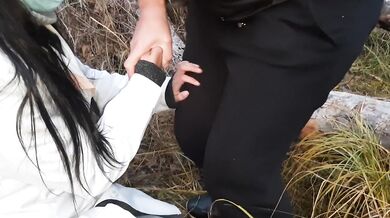 Russian doctor makes her scream in a crowded forest