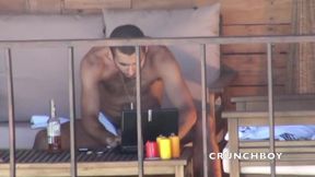 Straigth Arab bear show his huge cokc in exhib outdoor