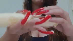 Red nails and Banana