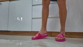 Ruslana In Pink Flip Flops Rubs And Kick Your Balls - Part 1 - English And Russian Language - 4K