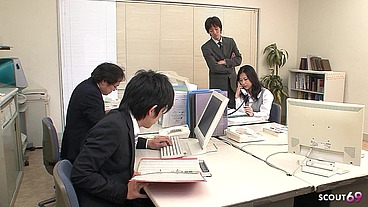 Asian Secretary seduce to Blowbang annd Cum on Tits while Squirt Orgasm in Office at uncensored JAV Porn
