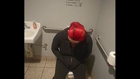 MtF Asian American redhead shemale cum slut ImpregnableLexa fucked by her Dominant WolfDaddy901 in public bathroom.