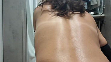 MILF takes cock in her mouth upside down, POV