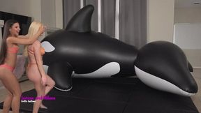 PART 1! Lesbians Fuck on GIANT 5M INFLATABLE WHALE! SQUIRTING!! Part 1 of 2! HD Version!