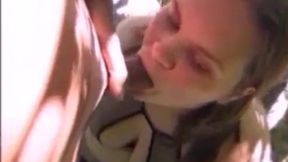 Wife tied to campground tree gets mouth fucked by strangers & swallow