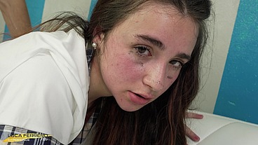 Ferrero's Anal Casting, 20 y.o. teen Ada Paradiso from Italy, gets first anal with monster cock, gapes and cum in mouth.