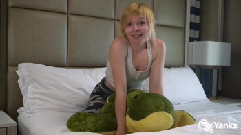 Blonde Solo Delight: Pillow Humping Perfection