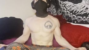 Masked Shredded Stud Jerks Hairy Big Dick Till Cum Floods