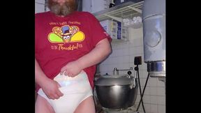 Thick diaper and underwear at work