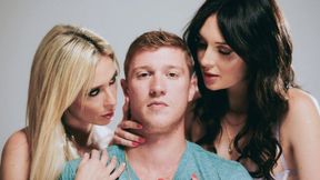 Awesome hotel threesome with slutty babes Aiden Ashley and Charlotte Sins