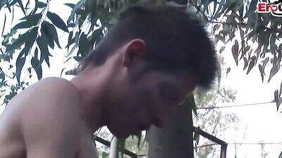 skinny latino twinks fuck bareback with creampie outdoor