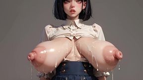 lactating student girls – busty 18yo teens in uniform squirting fresh milk from their swollen young tits