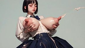 lactating student girls – busty 18yo teens in uniform squirting fresh milk from their swollen young tits