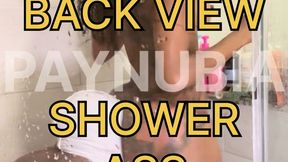 Back-View Shower Ass Domination: Hooded Slave Worships My Big Wet Ebony Ass Under the Water