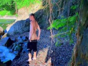 big dick guy fucks cute twink on nudist beach and cums on face
