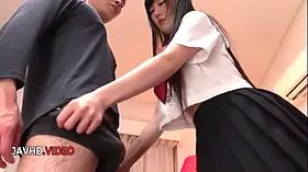 Mio Kanai returns home after class offering intense Japanese Blowjob action