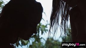 Czech MILF and a petite lesbian teen Elilith Noir head to the bath together