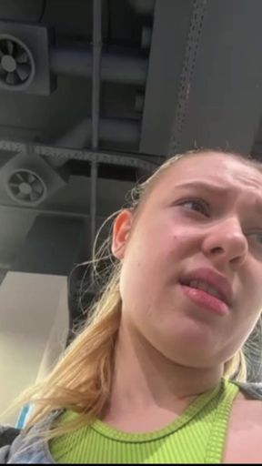 Creampie pussy. Squirting and fingering in public