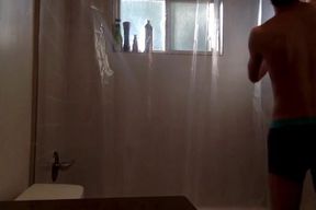 Skinny Twink Bareback in the Shower on Webcam