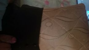 Cum cumshot on my girlfriend's skirt