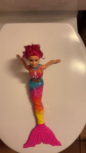 Horny Monica (Barbie Rainbow Fashion Mermaid) getting jizzed on!