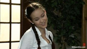 Mean college punishes with huge strap-on dildo