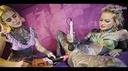 Anal Fuckmachine Destroys Cute Tattooed Girl's Tight Asshole - Lesbian Squirt