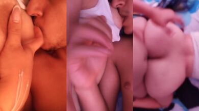 Su novio la ordeña mientras le chupa tetas apasionadamente