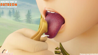 Link Tickled by Giant Zelda