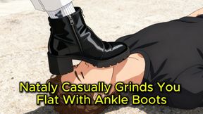 Outdoor Face Crush - Nataly Casually Grinds You Flat With Shiny Zip-Up Ankle Boots