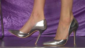 Ultra Shiny Silver Heels Dangle