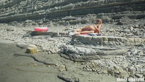 Awesome kinky nudist girl in sunglasses sucks & rides a huge dildo in beach - Sasha Bikeyeva