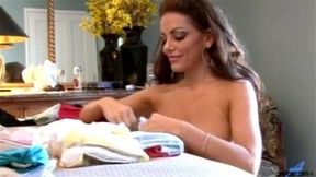 Victoria Valentino rides the sybian and gets fuck on table