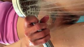 Neighbor wife showering and shaving her holes