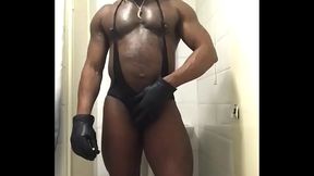 Black Bodybuilder Brody Engages in Fetish Attired Smoke &amp_ Jerk Bust Session