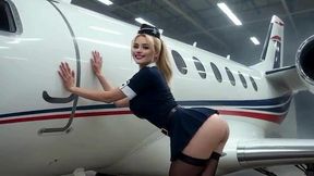 sexy blonde pilot gets drilled: doggy in the airplane cockpit ai generated