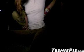 Teeny Avery Moon rides fat cock and earns thick creampie