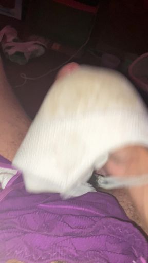 wanking my big dick with moms friend jessies bra it feels so good love cumming on her sexy bras