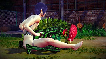 Fucking a Watermelon in the Park - Hentai Monster Girl