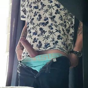 johnholmesjunior in open window solo show with huge pre cum and massive cum load neighbours watch