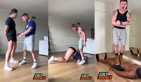 Cocky Jock Colt Ballkicks Interracial Slave Into Gushing Cum Obedience