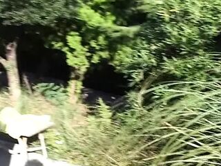 Muscled French chicks enjoying anal threesome by the pool