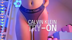 CALVIN KLEIN panties try-on redhead
