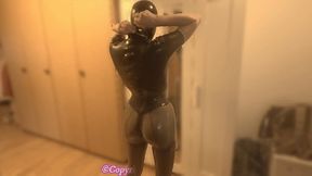 Latex Doll's Public Display: Transparent Leggings, Butt Plug, Fisting Dildo, and Pierced Labia Rings in the City! P1